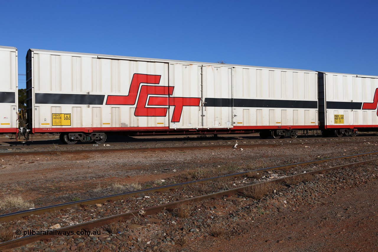 160530 9100
Parkeston, SCT train 1PM9 operates mostly empty from Perth to Melbourne, PBHY type covered van PBHY 0092 Greater Freighter, built by CSR Meishan Rolling Stock Co China in 2014.
Keywords: PBHY-type;PBHY0092;CSR-Meishan-China;