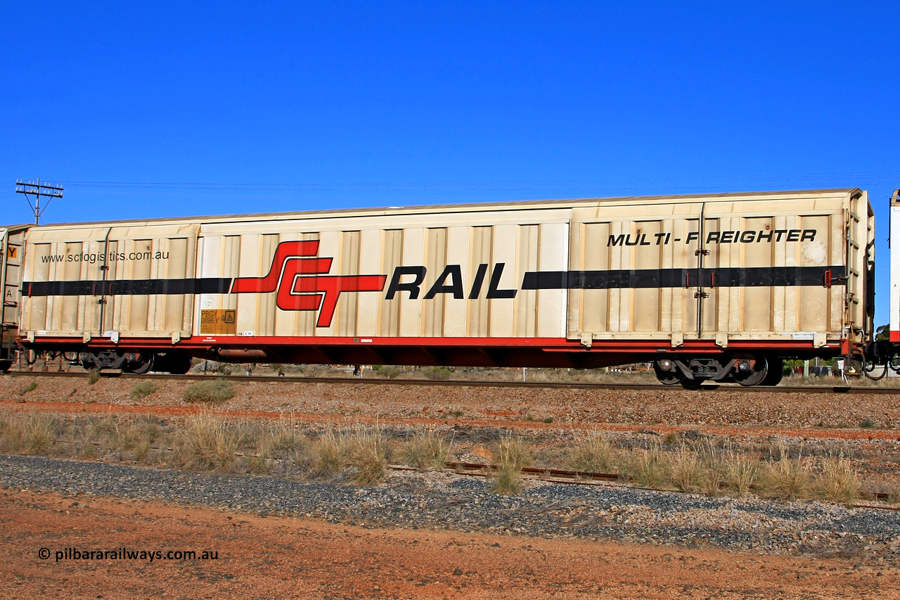 100603 9010
Parkeston, SCT train 3MP9, PBGY type covered van PBGY 0093 Multi-Freighter, one of eighty units built by Gemco WA in 2008.
Keywords: PBGY-type;PBGY0096;Gemco-WA;