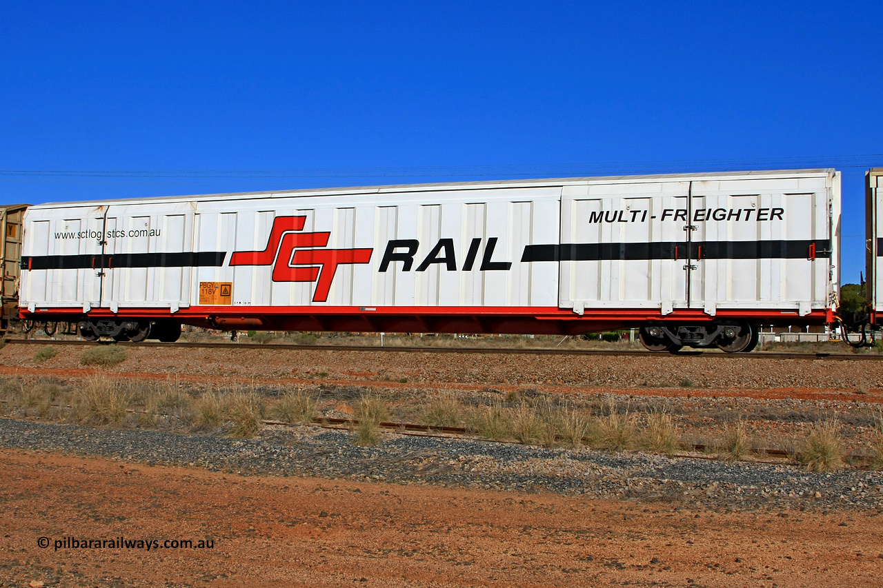 100603 9020
Parkeston, SCT train 3MP9, PBGY type covered van PBGY 0118 Multi-Freighter, one of eighty units built by Gemco WA in 2008.
Keywords: PBGY-type;PBGY0118;Gemco-WA;