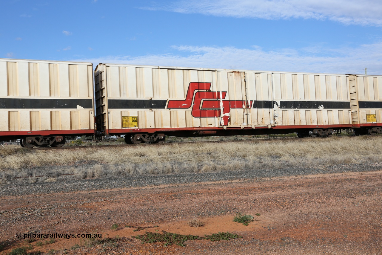 130710 1015
Parkeston, SCT train 3PG1, PBHY type covered van PBHY 0008 Greater Freighter, one of thirty five units built by Gemco WA in 2005 without the Greater Freighter signage.
Keywords: PBHY-type;PBHY0008;Gemco-WA;