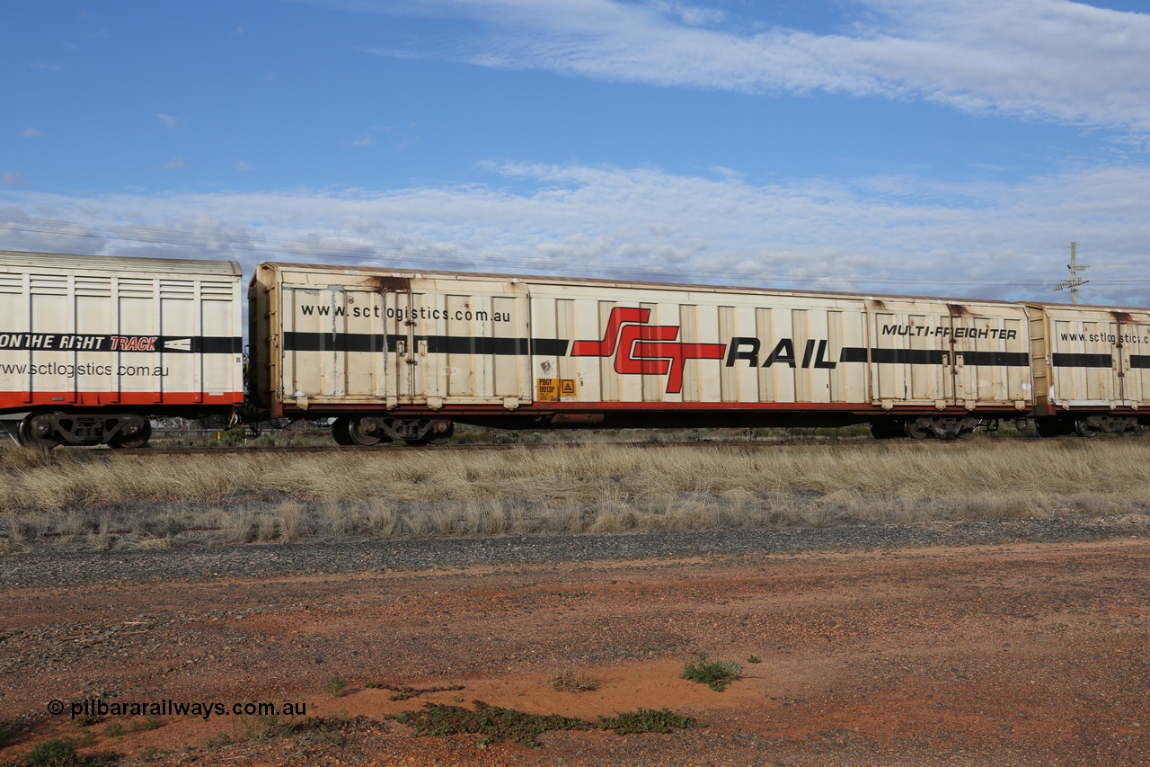130710 1045
Parkeston, SCT train 3PG1, PBGY type covered van PBGY 0013 Multi-Freighter, one of eighty two waggons built by Queensland Rail Redbank Workshops in 2005.
Keywords: PBGY-type;PBGY0013;Qld-Rail-Redbank-WS;