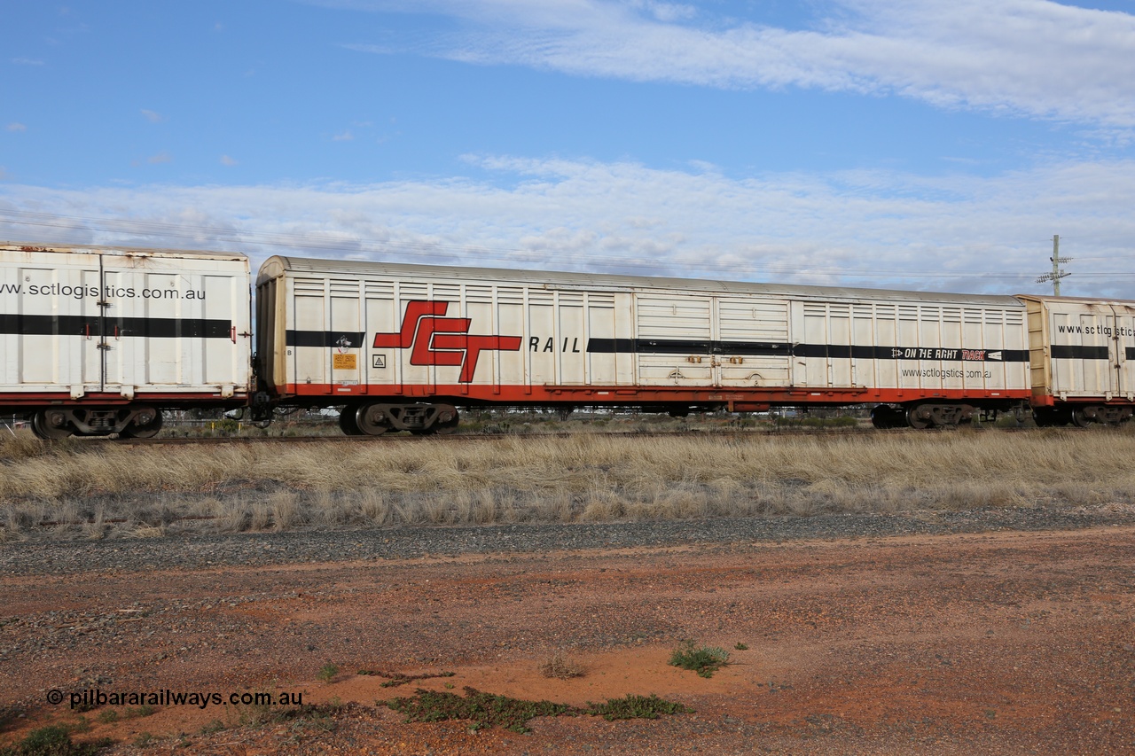 130710 1053
Parkeston, SCT train 3PG1, ABSY type ABSY 2501 covered van, originally built by Mechanical Handling Ltd SA in 1972 for Commonwealth Railways as VFX type recoded to ABFX and then RBFX before being converted from ABFY by Gemco WA to ABSY type in 2004/05.
Keywords: ABSY-type;ABSY2501;Mechanical-Handling-Ltd-SA;VFX-type;ABFX-type;RBFX-type;ABFY-type;