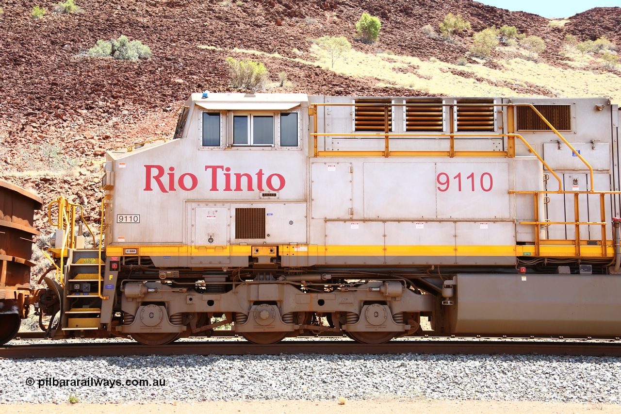 160306 1417
Green Pool, left hand side view of cab of Rio Tinto General Electric built ES44ACi unit 9110 serial 62541. 6th March 2016. [url=https://goo.gl/maps/2nXD6ES9yUU2]View location here[/url].
Keywords: 9110;GE;ES44ACi;62541;